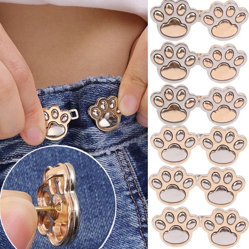 

Милая пряжка на талии с кошачьим когтем, регулируемая джинсовая пуговица без шитья, удлинитель пряжки для брюк, сменные джинсовые броши на пуговицах, булавки