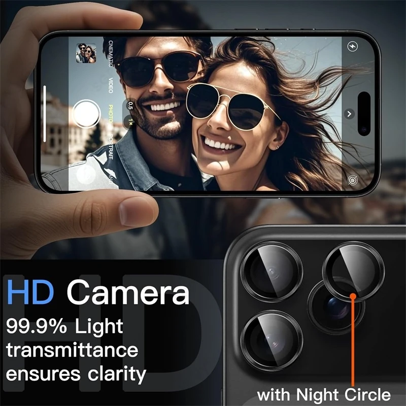 i17 ProMax كاميرا حلقة معدنية زجاجية لهاتف أبل آيفون 17 آيفون 17 برو ماكس سبيكة عدسة فيلم آيفون الهواء iHone 17Pro 17ProMax