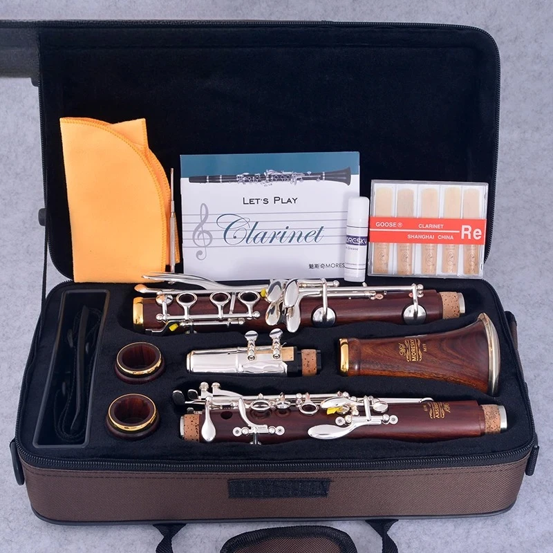 

Red Wood Professional Clarinet Rosewood Bb Silver Plated17 Keys Solid Wood Mopane Sib Klarnet M19(OEM)