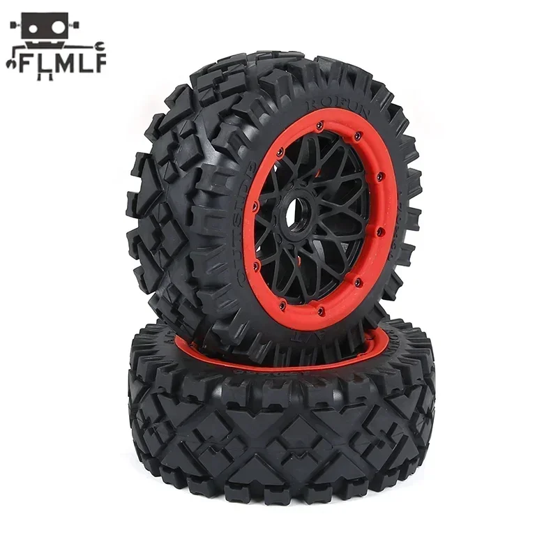 Rc Car All-terrain Reticulated Wheel Hub Front Tire Assembly Kit for 1/5 HPI ROFUN BAHA ROVAN KM BAJA 5B SS Truck Parts