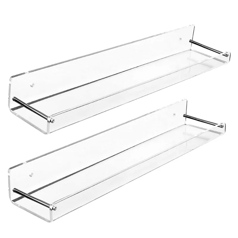 

ABUF-6 Pack Acrylic Floating Shelves, 15 L X3.25Inch W, Clear Bathroom Wall Shelf, Bookshelves, Invisible Display For Office
