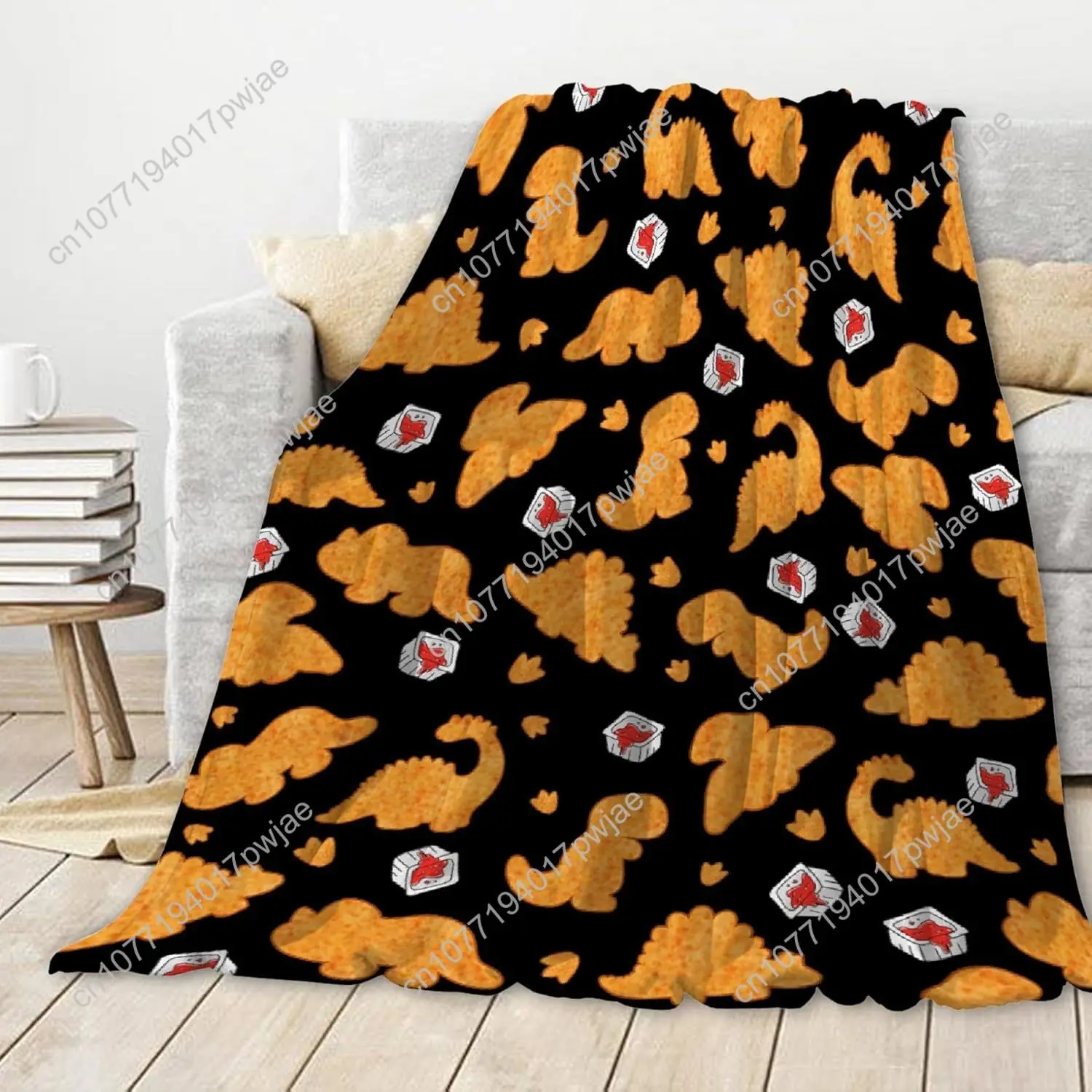 Chicken Nugget Blanket,Dino Nugget Blankets Gift Soft Cozy Plush Bedding Blanket Fuzzy Flannel Fleece Funny Food Ketchup Blanket