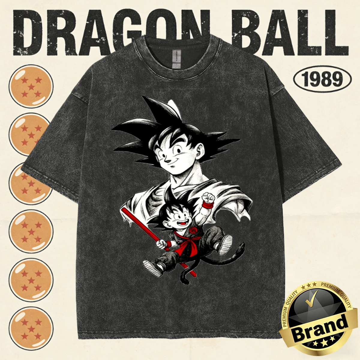 New 2026 Summer Dragon Ball Super Saiyan Nostalgic Anime Men's Washable T-shirt 100% Cotton Heavyweight Family Matching Unisex