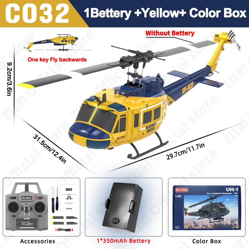C032 RC Helicopter 2.4G 6-Aixs Gyroscoop 6CH Hoogte Hold Optische Stroom Borstelloze Afstandsbediening Helikopter Speelgoed voor Kid Volwassen