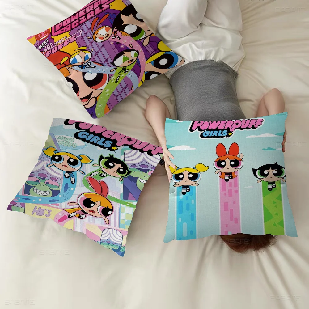 

The-P-Powerpuffs Cartoon Girls Pillow Cover For Bedroom Room And Living Room Sofa Decorative Cushion Cover