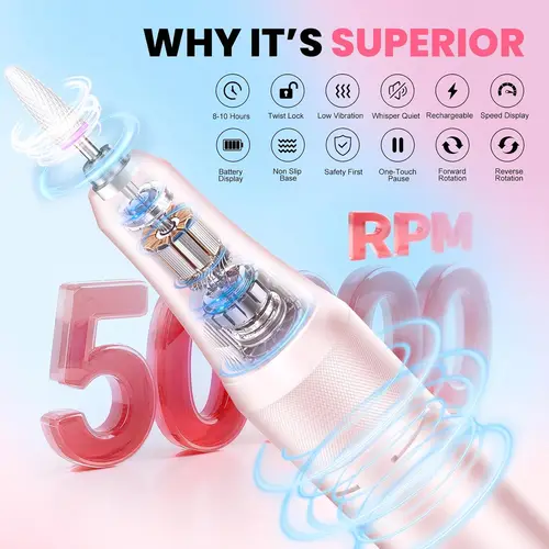 Imagen 2 del producto Taladro de uñas profesional de 50000RPM, Kit de uñas eléctrico inalámbrico recargable con brocas, manicura y pedicura portátil para Gel acrílico