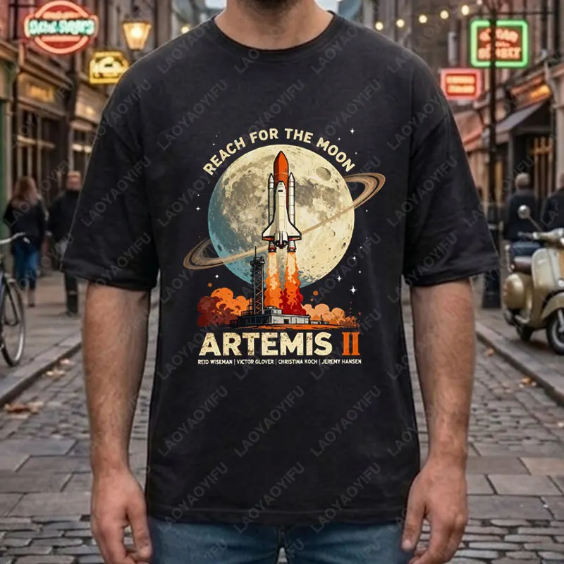 Artemis II 2026 Rocket Launch Graphic T-shirt -