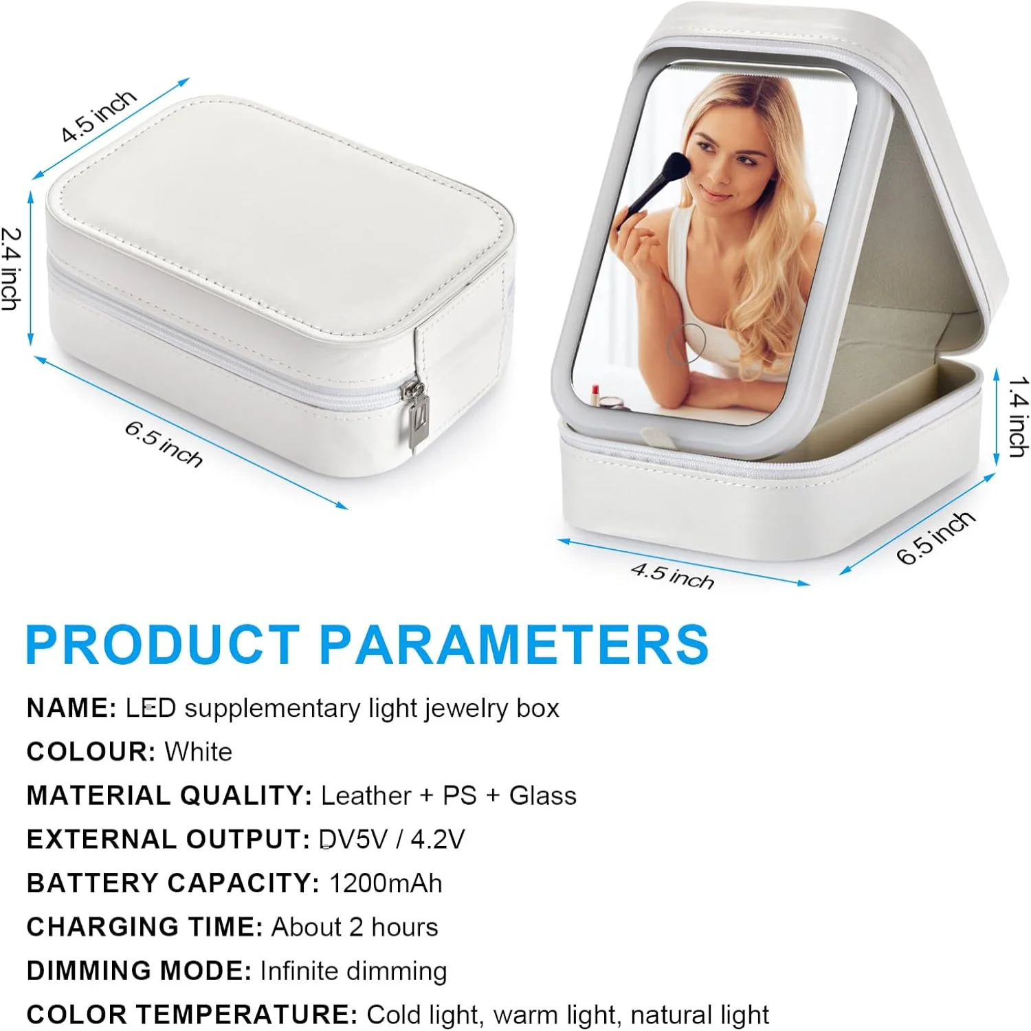 Makeup Bag with Led Mirror - 2024 Mini Makeup Case with Lighted Mirror, Rechargeable Travel Makeup Case, Three Colors Brightness