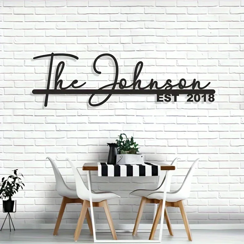 Custom Metal Sign with Surname “The Johnson EST 2018” - Ideal Wall Art to Enhance the Aesthetic of Bedroom