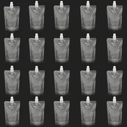 100pcs 250ml 8oz Transparent Stand up Spout Beverage Bag Plastic Spout Storage Pouch for Party Wedding Juice Beer with Funnels