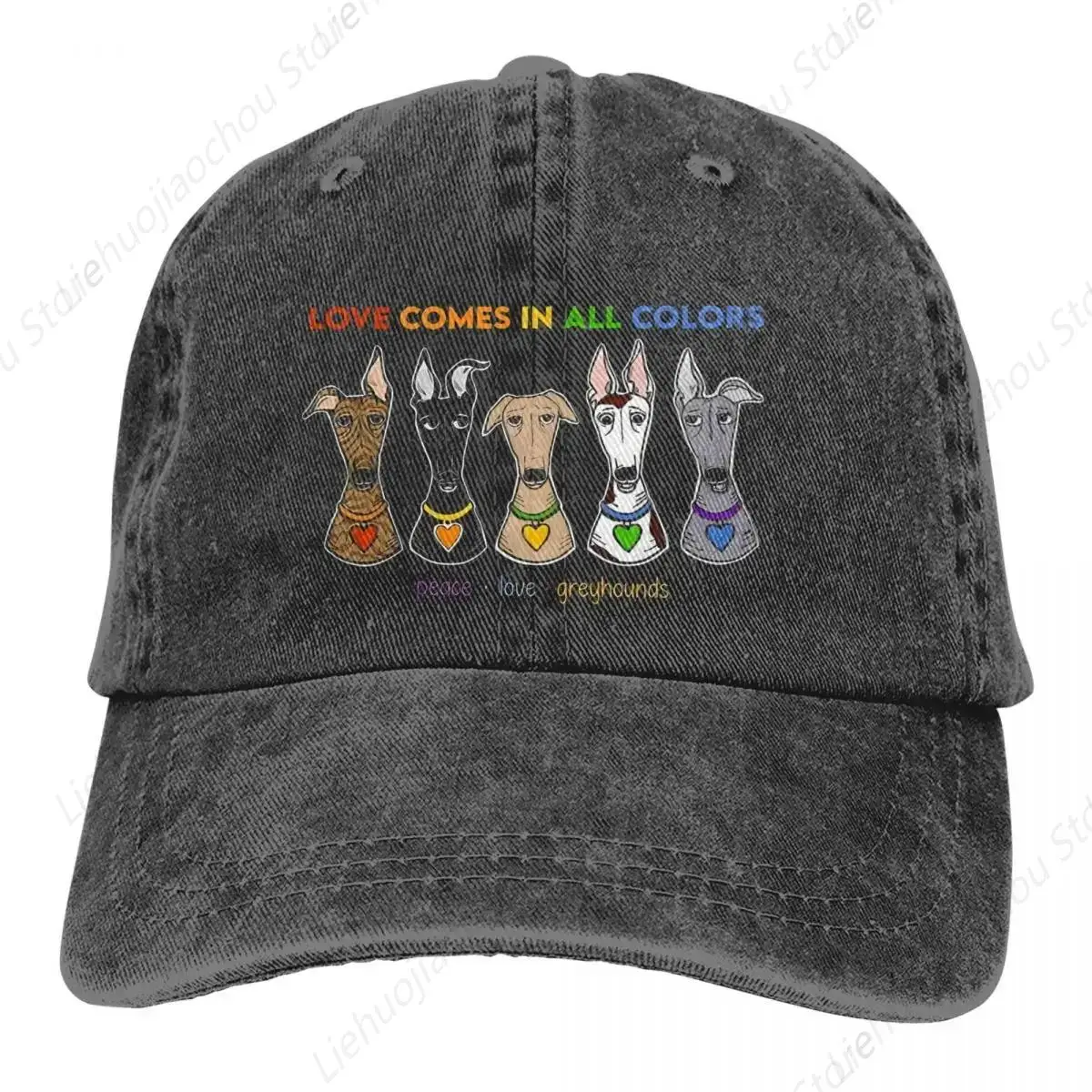 Washed Men's Baseball Cap Peace Love Pride Graphic Trucker Snapback Caps Dad Hat Geryhound Greyhounds Dog Gollff Hats