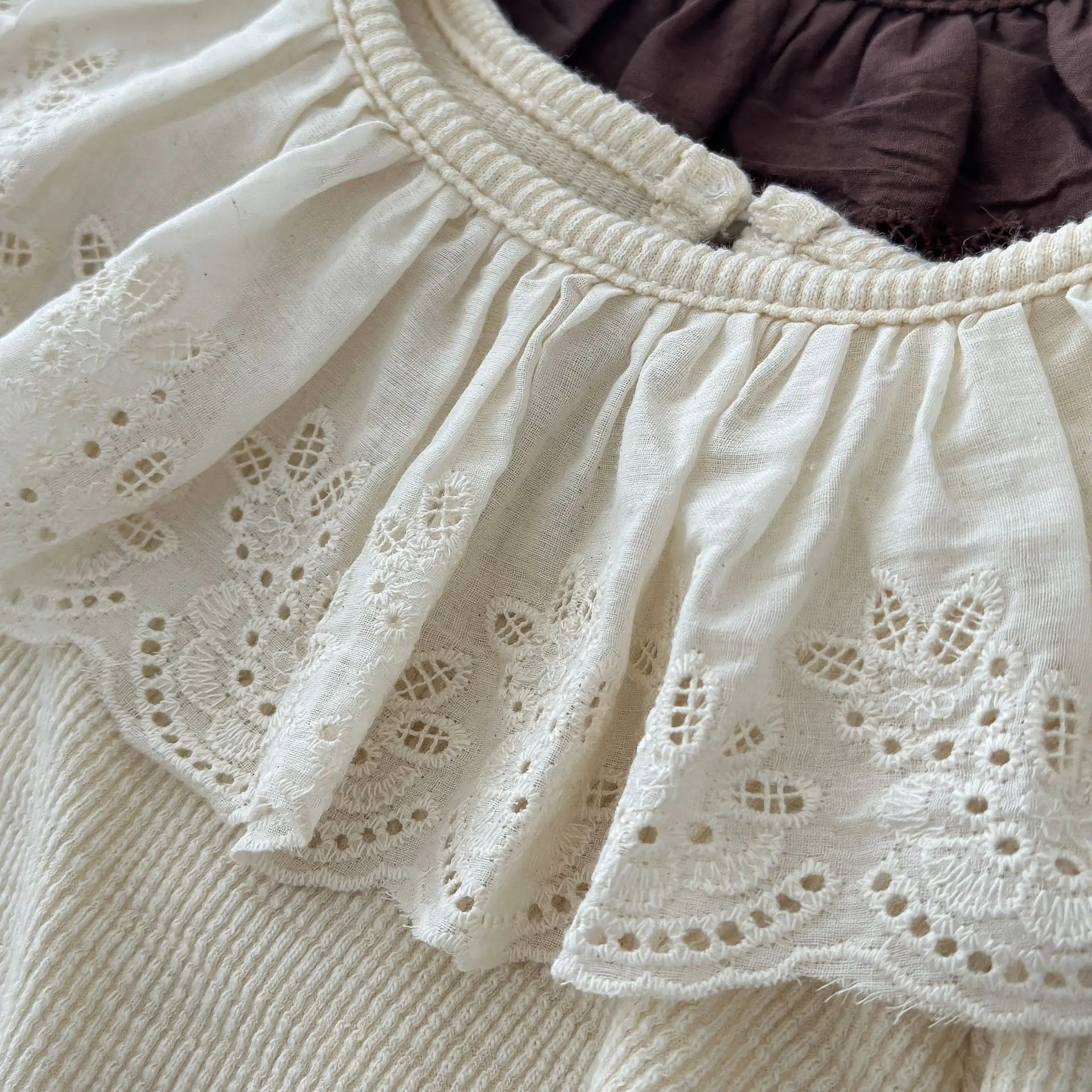 Autumn New Children\'s Long Sleeve T Shirts Girls Lace Collar Bottoming Shirt Solid Color Versatile Cotton Tops