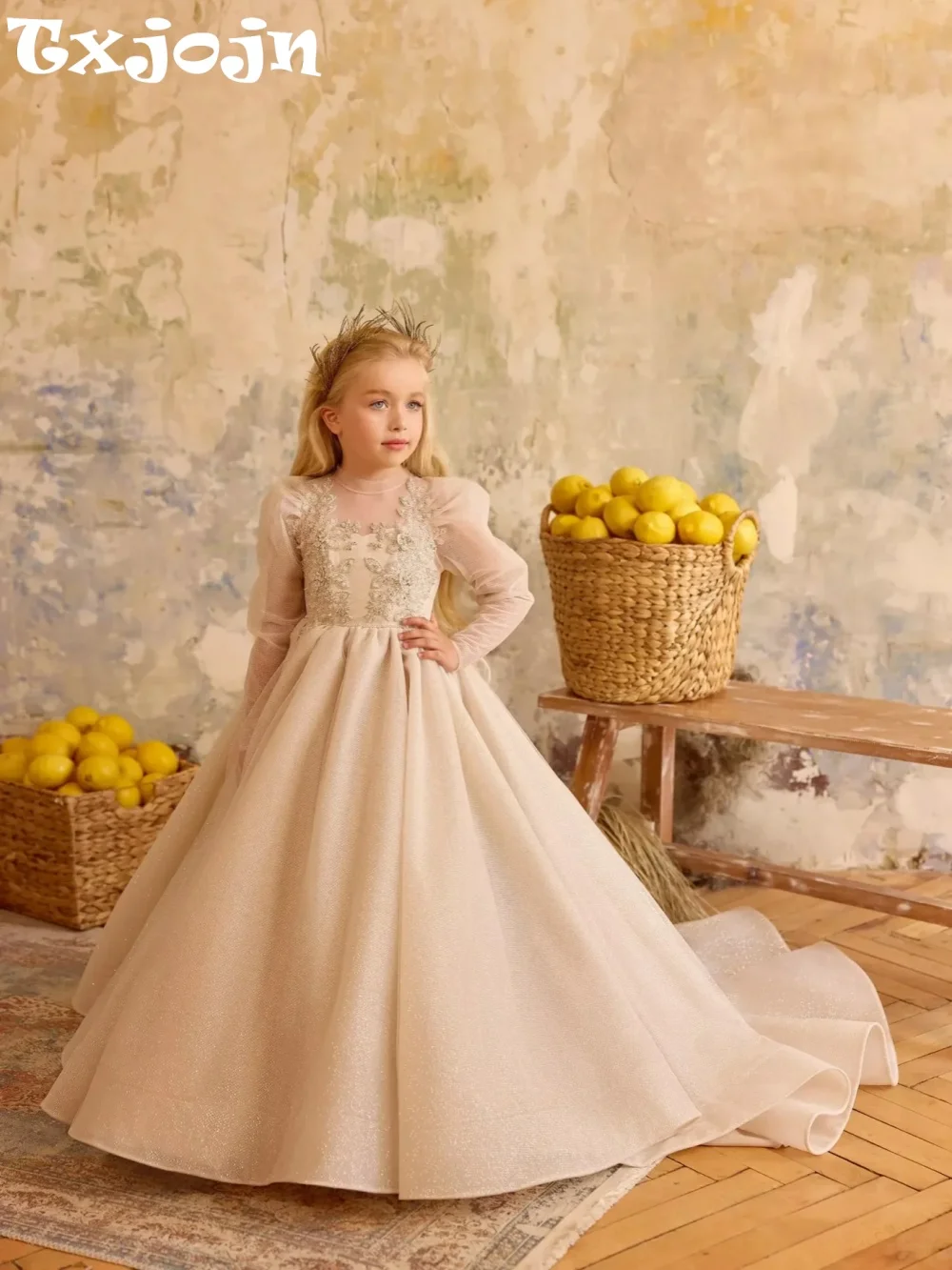 

Платья для девочек с роскошными аппликациями, длинными рукавами и элегантными бантиками, для свадеб, дней рождения, вечеринок и сценических выступлений.