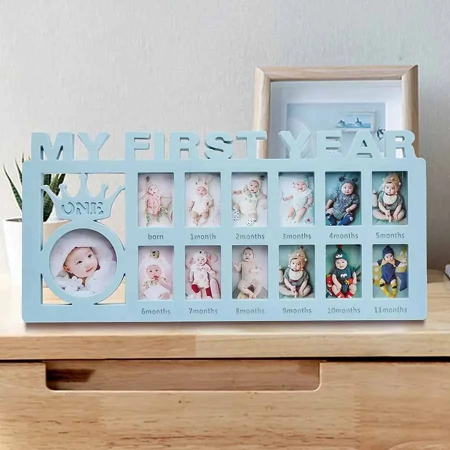 Baby Growth Photo Frame 0-12 Months Newborn My First Year Photo Frame Keepsake Infant One Year Old Souvenirs Mother's Day Gift