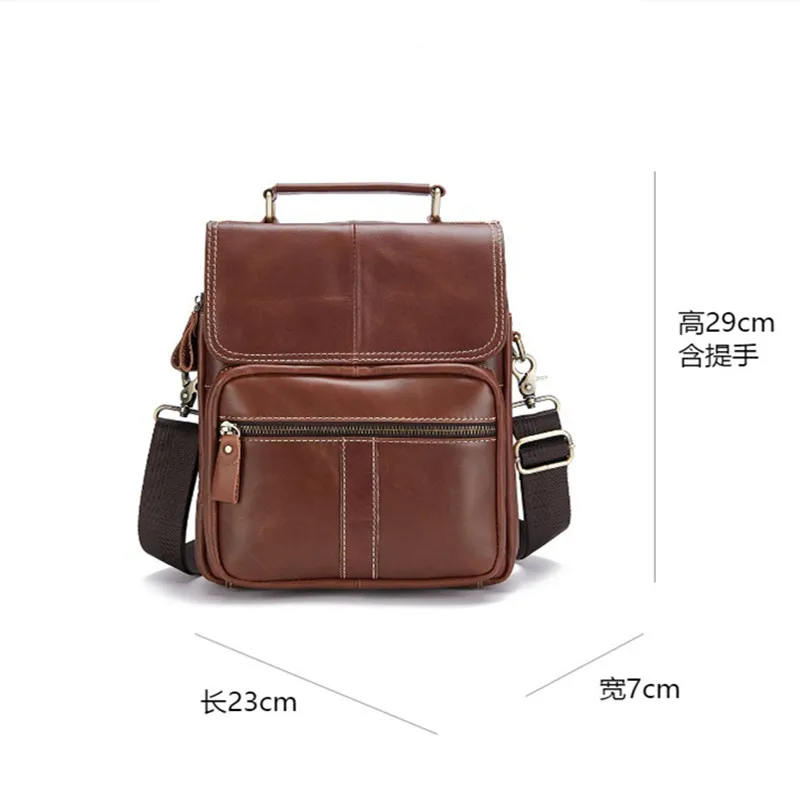 Grote Capaciteit Heren Crossbody Tas Verticale Lederen Schoudertas Vintage Man Handtas Casual Messenger Bag