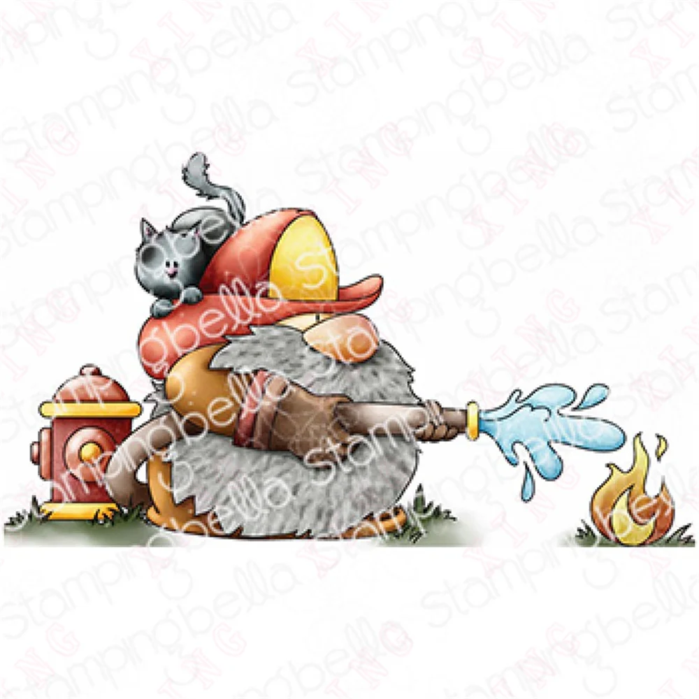 

New Gnome Firefighter Metal Cutting Dies Stamps Set Diy Scrapbook Paper Craft Handmade Album Card Decoration Embossing Template