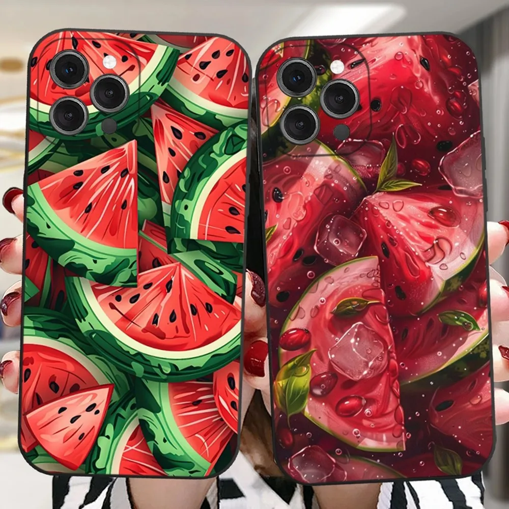 Summer Fruit Watermelon Phone Case For iPhone 16,15,14,13,12,11 Plus,Pro,Max,XR,XS,X,7,8 Plus,SE,Mini Silicone Soft