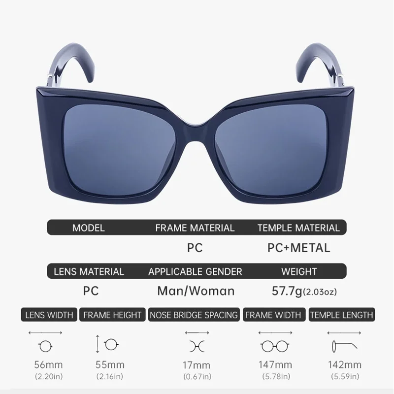 Vintage Brand Designer Oversized Cat Eye Sunglasses Women For Men 2024 Fashion Big Frame Shades Trendy Sexy Ladies Sun Glasses