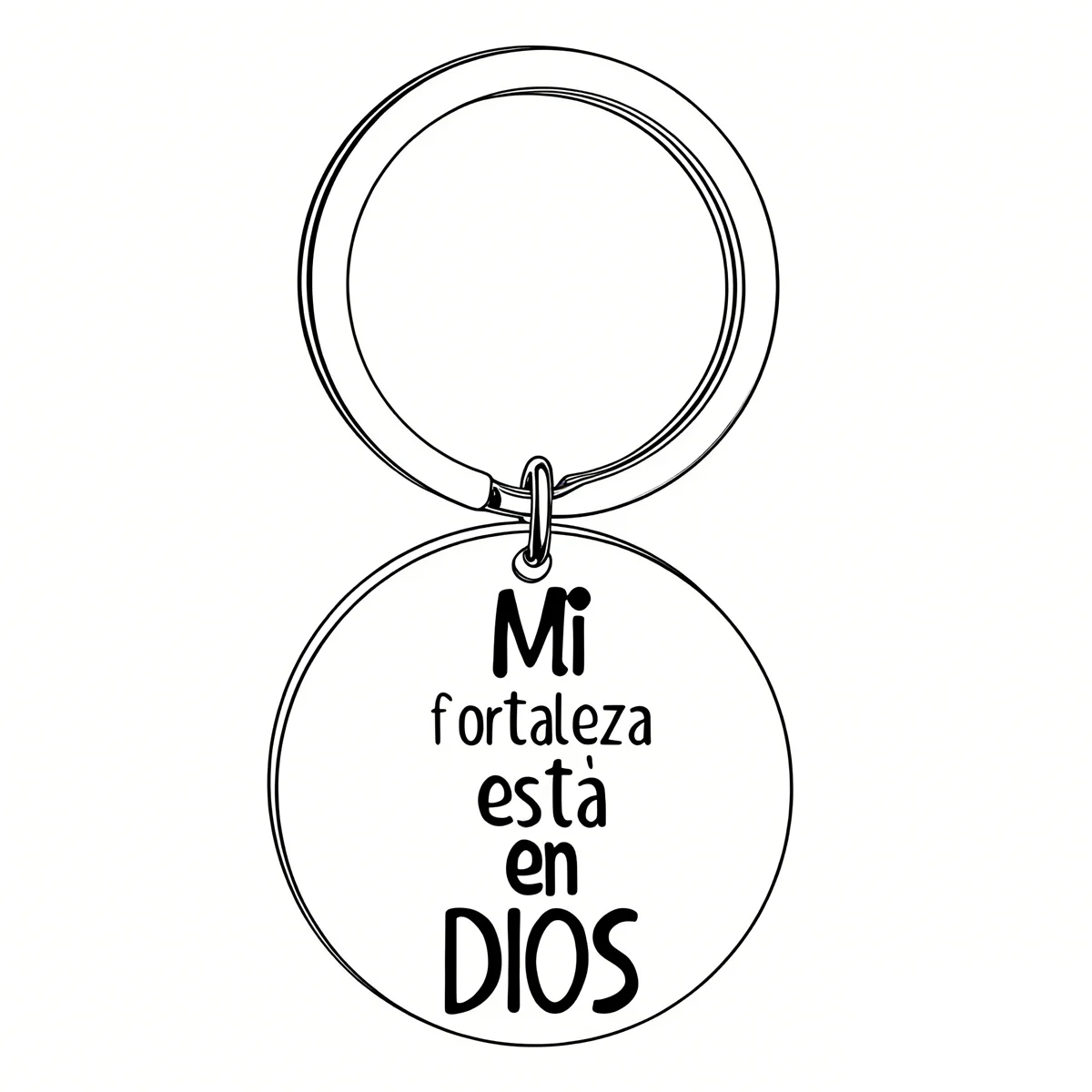 Llavero Español con la Frase 'Mi Fortaleza Está en Dios' en Acero Inoxidable, Grabado, para Regalo