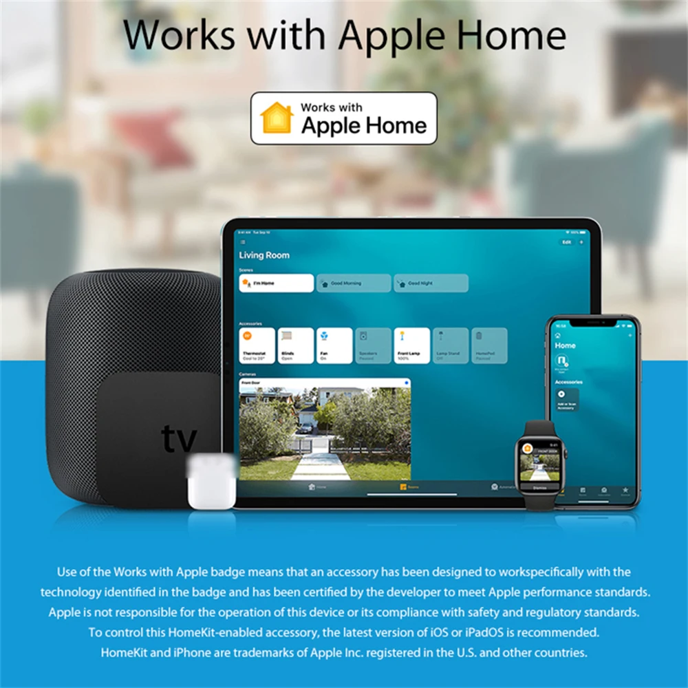 Tuya Homekit Smart Temperature and Humidity Sensor Dual Powered APP Remote Monitoring Voice Control Works With Alexa Google