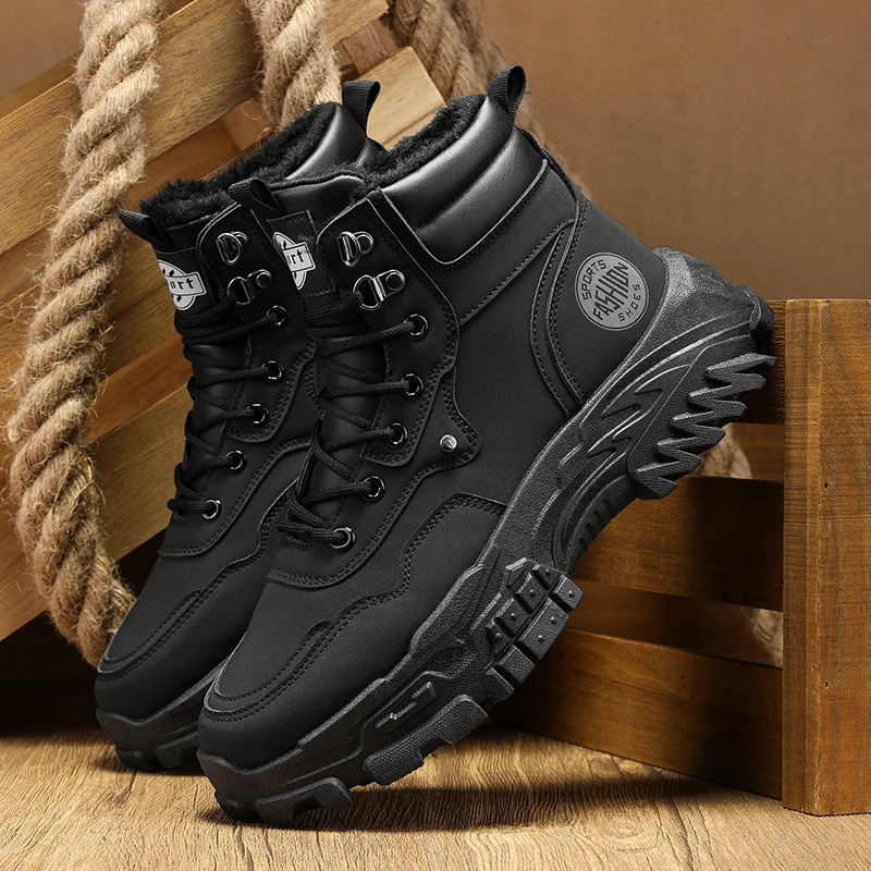 Solid Colour Men's Sports Shoes Comfortable Add Cotton High Top Men Sneakers Designer Man Running Shoes Outdoor Tide Street Flat