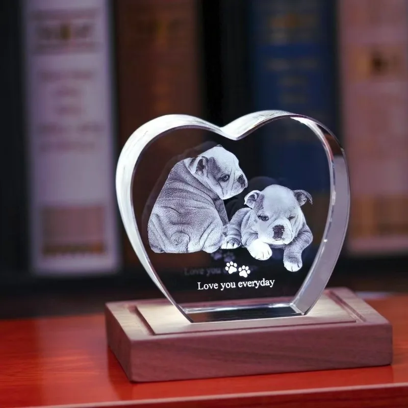 Dog Cat Pet Three-dimensional Commemorative Parting Custom Gift Ornament Creative Inner Engraving Crystal Non-fading Gift