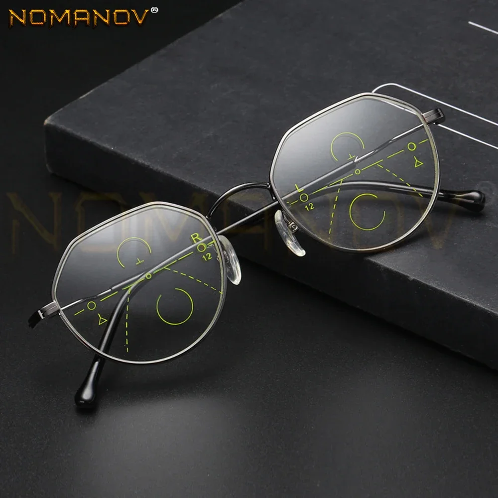 

Personality Polygon Frame Retro Round See Near and Far Progressive Multifocus Reading Glasses Add 75 100 125 150 175 200 to 400