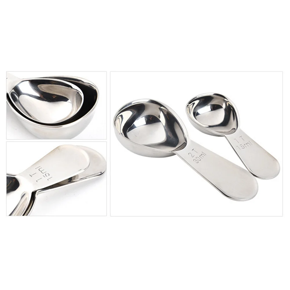 

2 шт. кофейные ложки с короткой ручкой из нержавеющей стали, мини-мерные ложки 15 мл, 30 мл, точные мерные ложки для дома, кухни, офиса