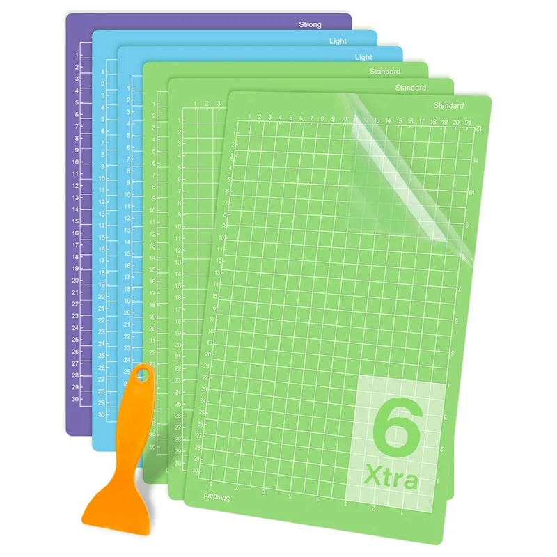 

PWS 6PCS Cutting Mat 8.5X12in For-Cricut Joy Xtra 6 Pack Reusable Sticky (Light, Standard, Strong) Grip Cricket Cut Mats