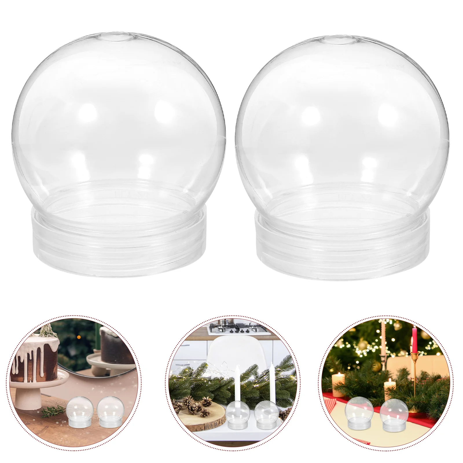 

24 Pcs Snow Globe Fish Tank Decor DIY Clear Plastic Crafts Making Globes Empty Father Xmas Supply