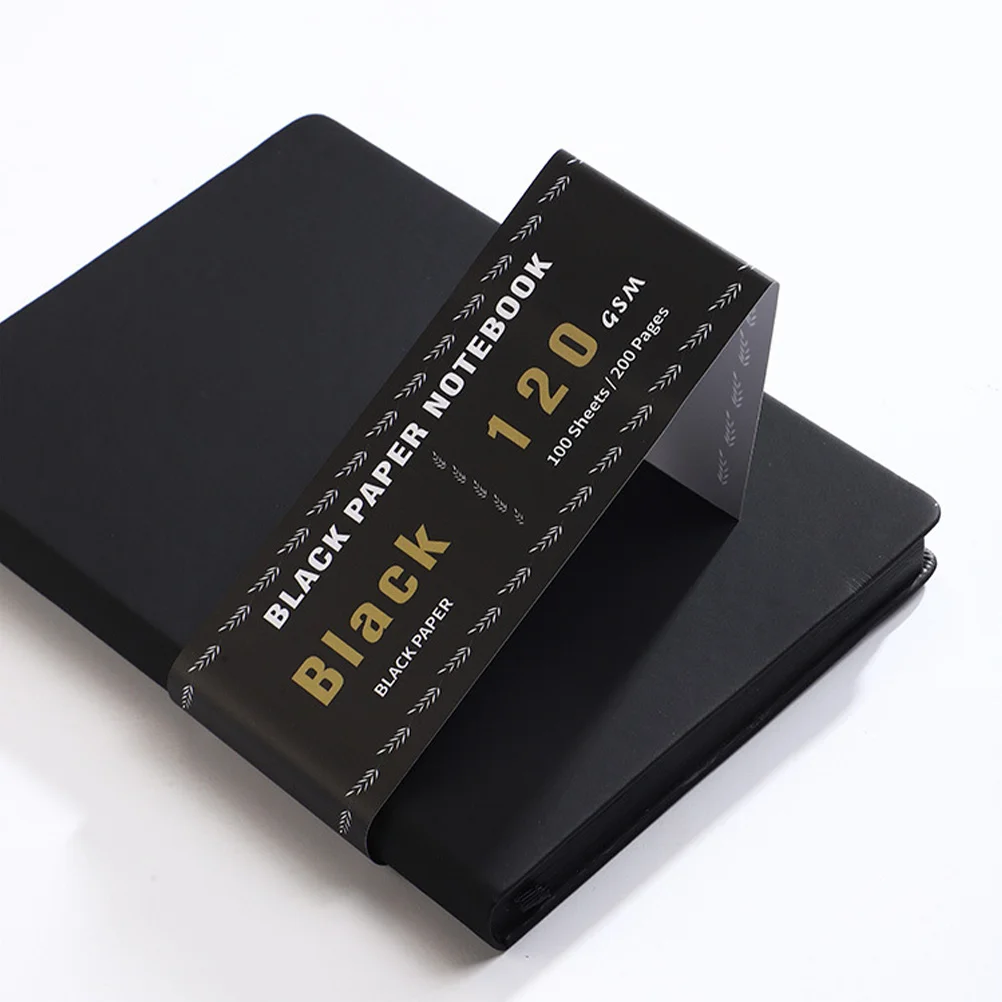 

100 Sheets 200 Pages A5 Black Paper Notebook Hardcover Blank Sketchbook For Drawing Journaling Notes Vintage Style Scrapbook