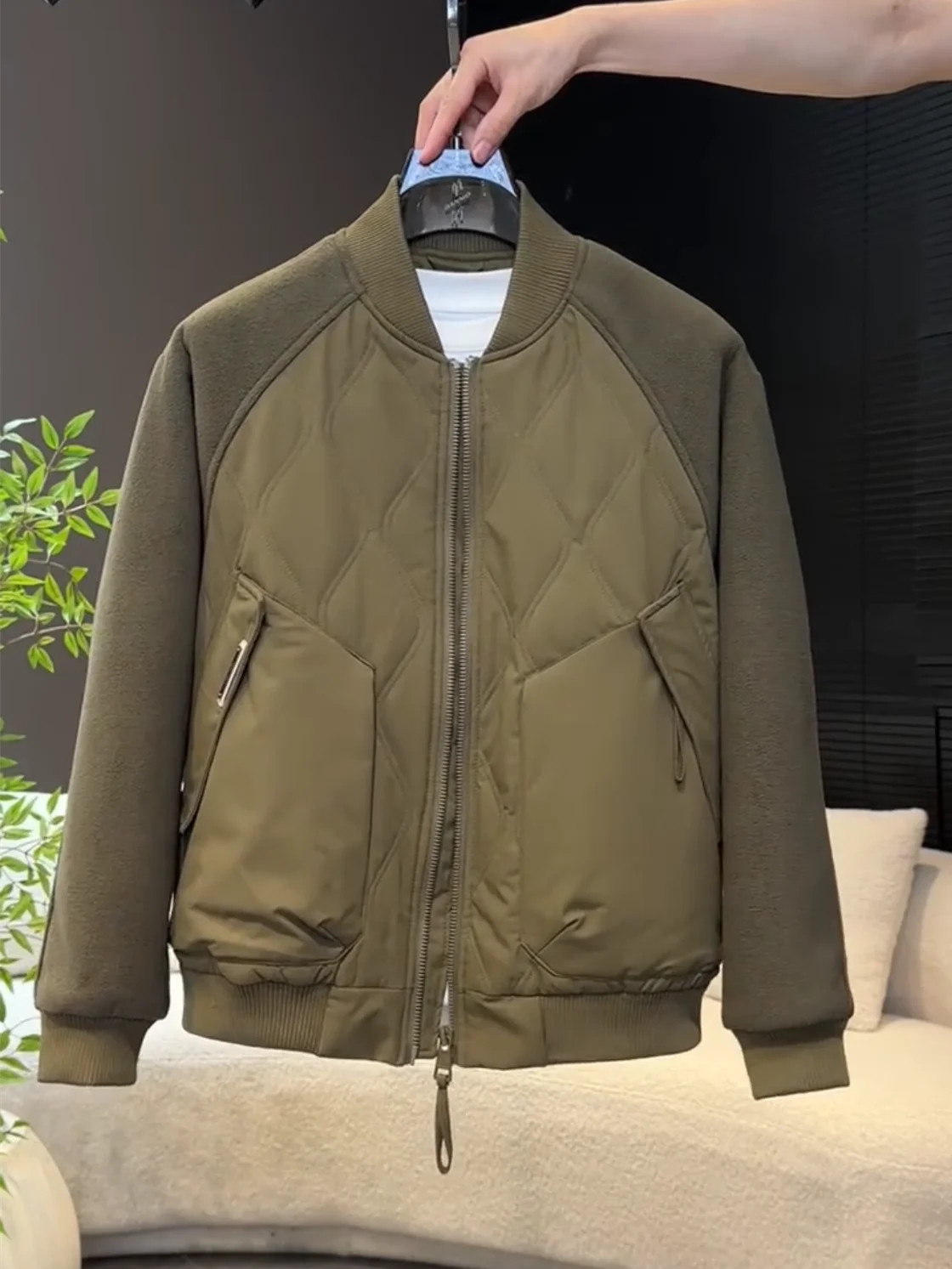 

Мужская модная хлопковая куртка с лоскутным дизайном, утепленная, теплая, повседневная, с воротником-бомбером, осенне-зимняя верхняя одежда