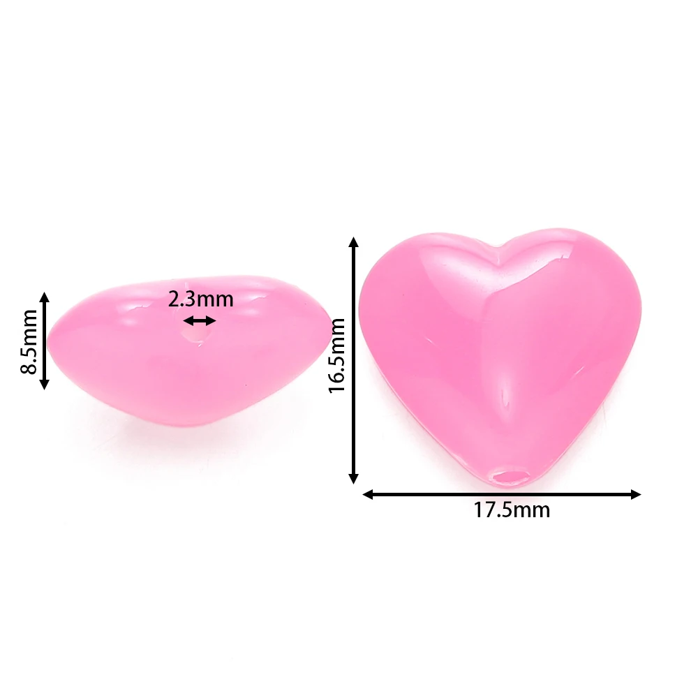 10/20pcs 17.5x16.5mm Acrylic Beads Heart Loose Spacer Bead for DIY Bracelet Necklace Jewelry Making Accessories