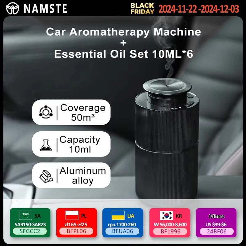 NAMSTE Car Aromatherapy Box USB Charging Aromatherapy Diffuser Aluminium Alloys Essential Oil Aromatic Diffuser Air Freshener