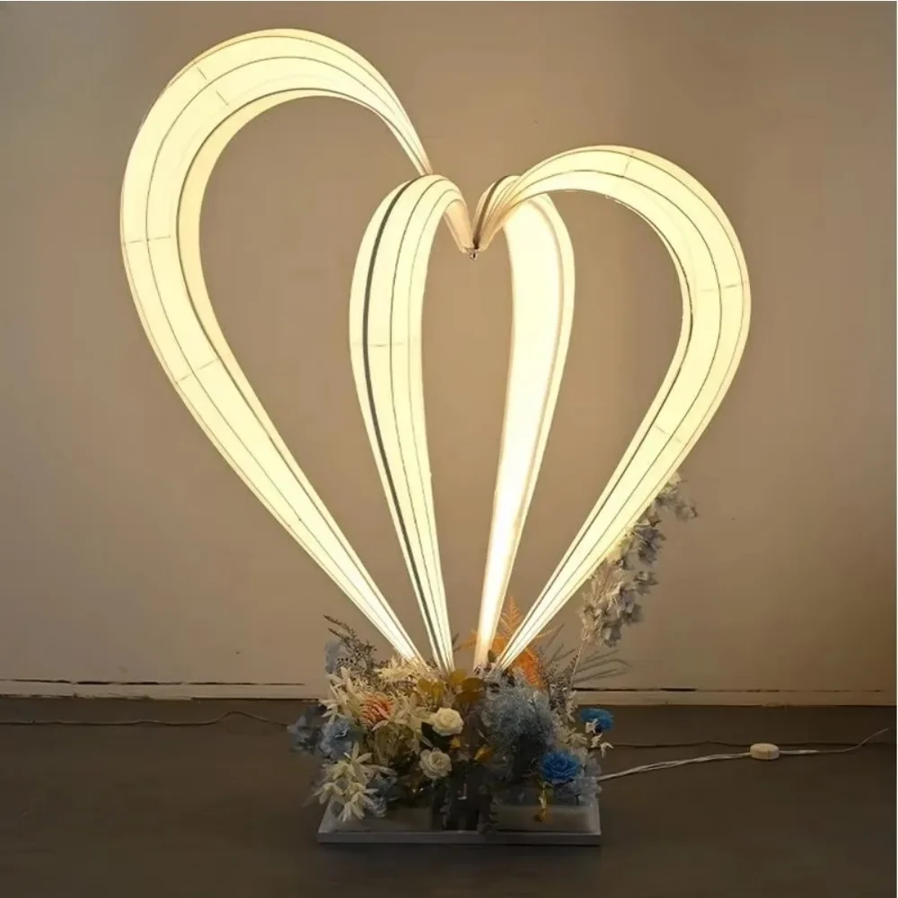 

New Design Stage Party Scene Decoration Wedding Decoration Double Heart Wedding Background Decoration
