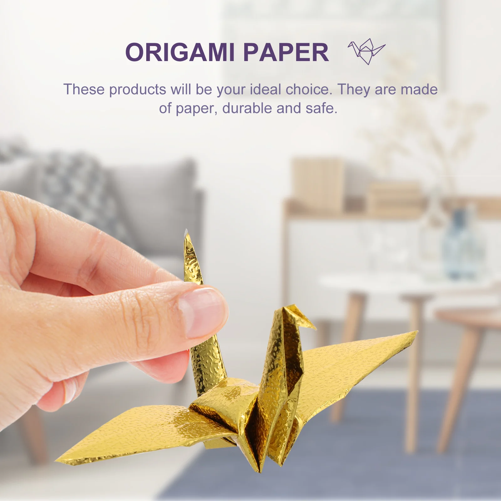 100 Pcs Single-sided Pearlescent Origami DIY Paper Gold Glitter Cardstock Handmade Craft Folding