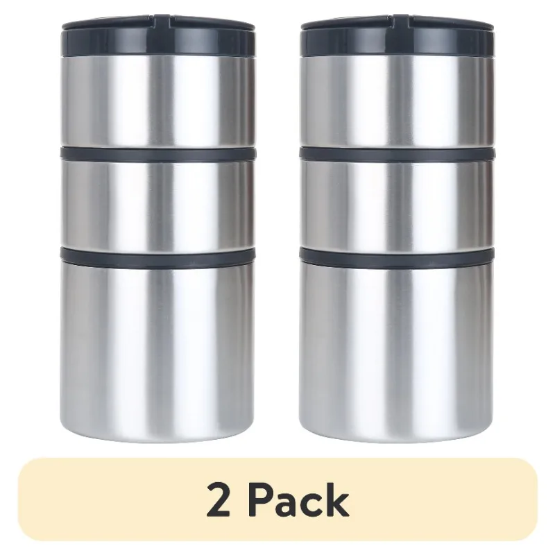 

(2 pack) Stacking Food Jar, Stainless Steel, 41 oz