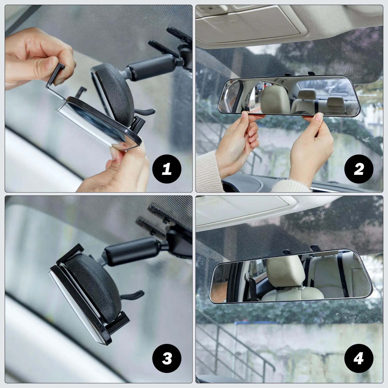 Car Rearview Mirror 12 Inch Panoramic Anti-Glare Clip-on Wide Angle Convex Universal For Car SUV Trucks Interior Accessories