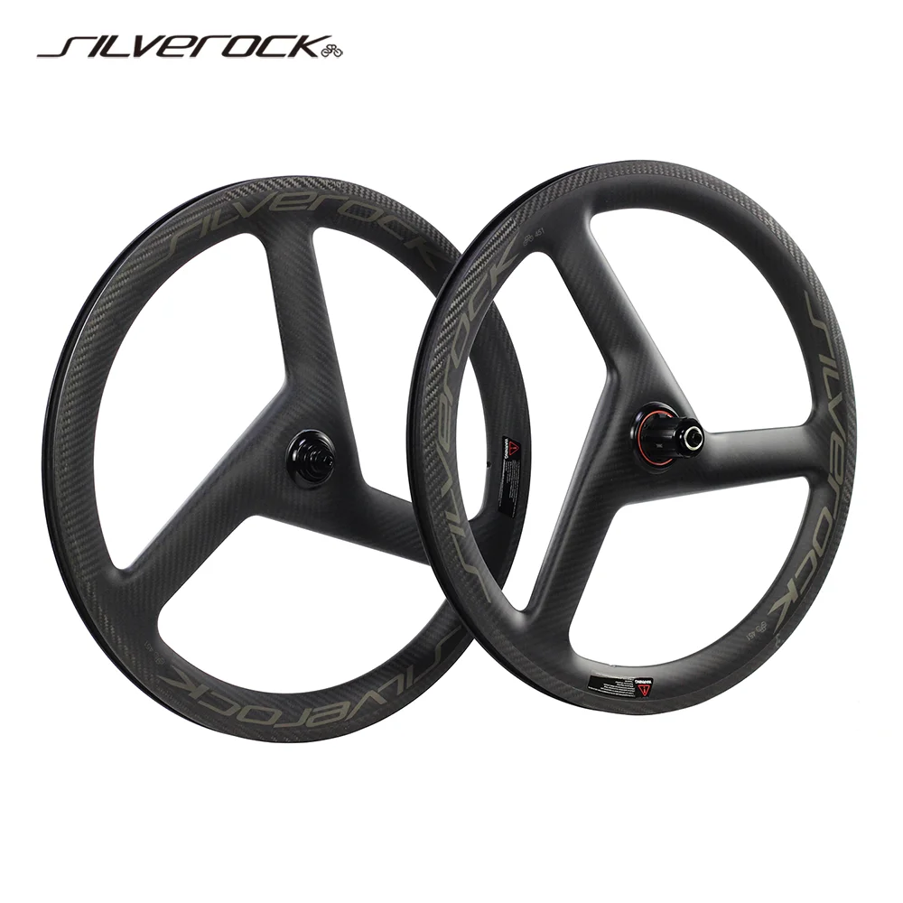 

SILVEROCK Carbon Trispoke Rim Brake Wheelset 18 inch 349, 20 Inch 451 1 1/8 3spoke Wheels for Fnhon JAVA Minivelo Folding Bike