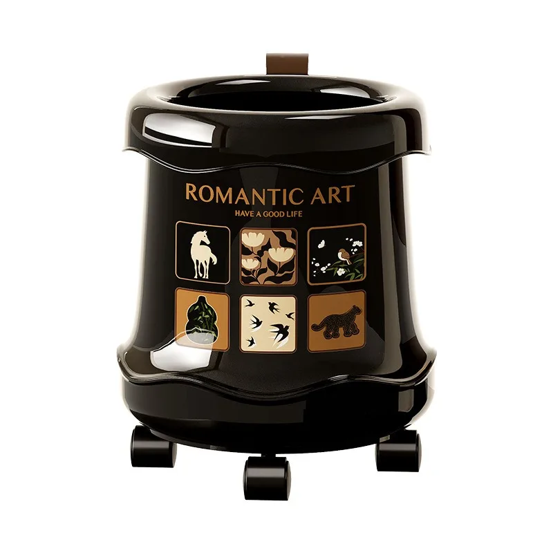 Vintage Luxury Trash Can with Wheels Large Capacity Stylish Lidded Waste Bin for Home Hotel Office Bedroom Living Room
