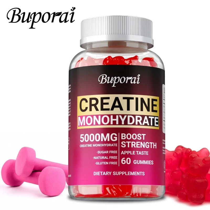 

Creatine Monohydrate Gummies - Builds Muscle, Increases Endurance, Improve Athletic Performance, Energy and Focus, Non-GMO