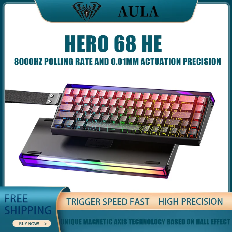 

AULA Hero68 He Magnetic-Axis Mechanical Keyboard Quick Trigger Rapid Trigger 8k Return Wired Gaming Keyboard For E-Sports Gamers
