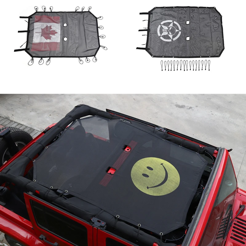 

Sansour Various Styles 2/4 Door Car Top Sunshade Mesh Cover Roof UV Proof Protect Net for Jeep Wrangler JK 2007+ Car Accessories