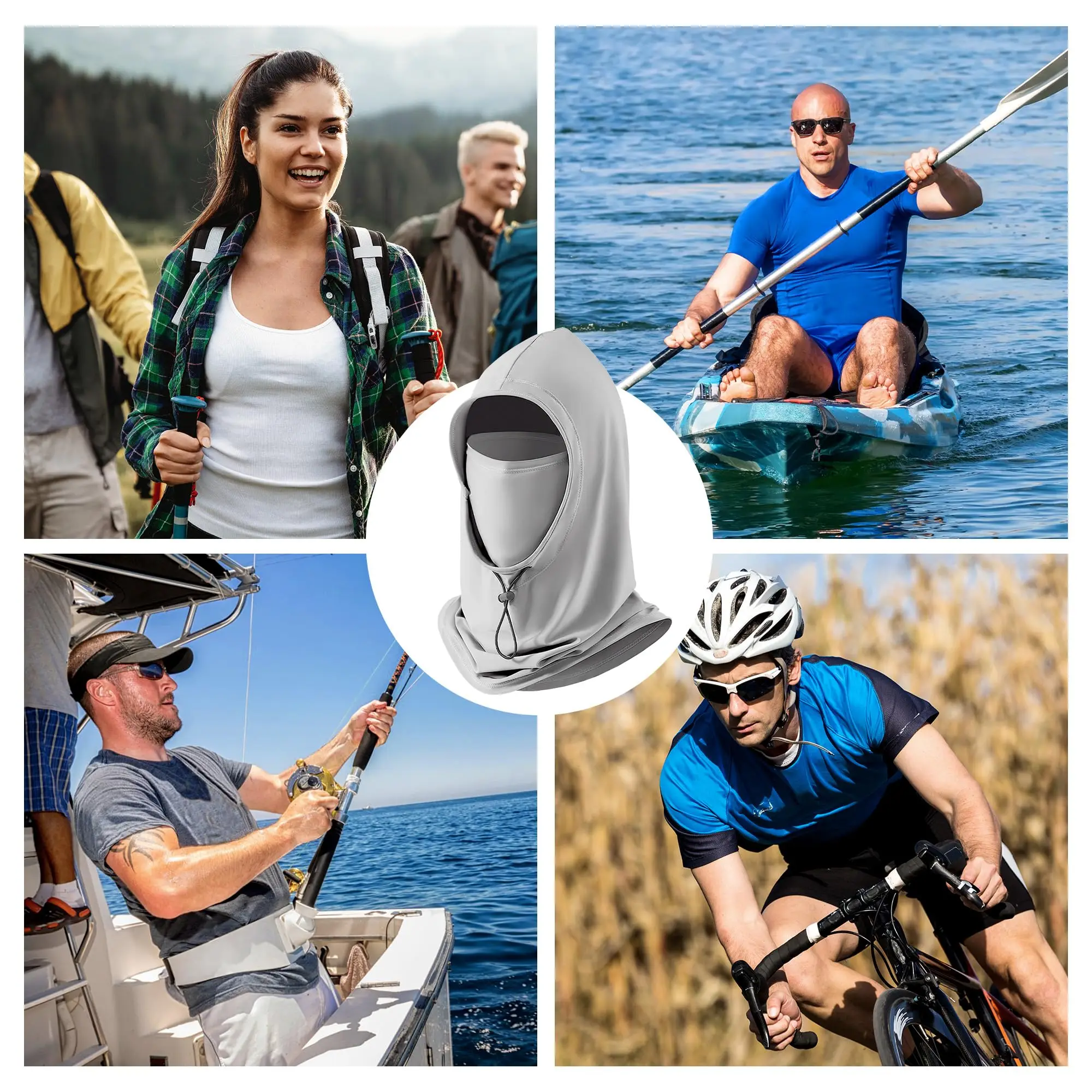 1/2 Stück Sturmhaube für Herren und Damen, Gesichtsmaske, Sonnenschutz/UV-Schutz, atmungsaktiv, lange Halsabdeckungen für Radfahren, Motorrad, Angeln – Detail 3