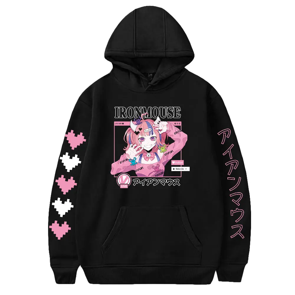 

2026 Ironmouse VTuber Hoodie Long Sleeve Streetwear Men Women Hooded Sweatshirt Casual Style Harajuku Clothes