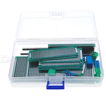 40pcs/lot 5x7 4x6 3x7 2x8 double sided prototype PCB printed circuit board soldering board KF301-2P/3P Terminal kit box