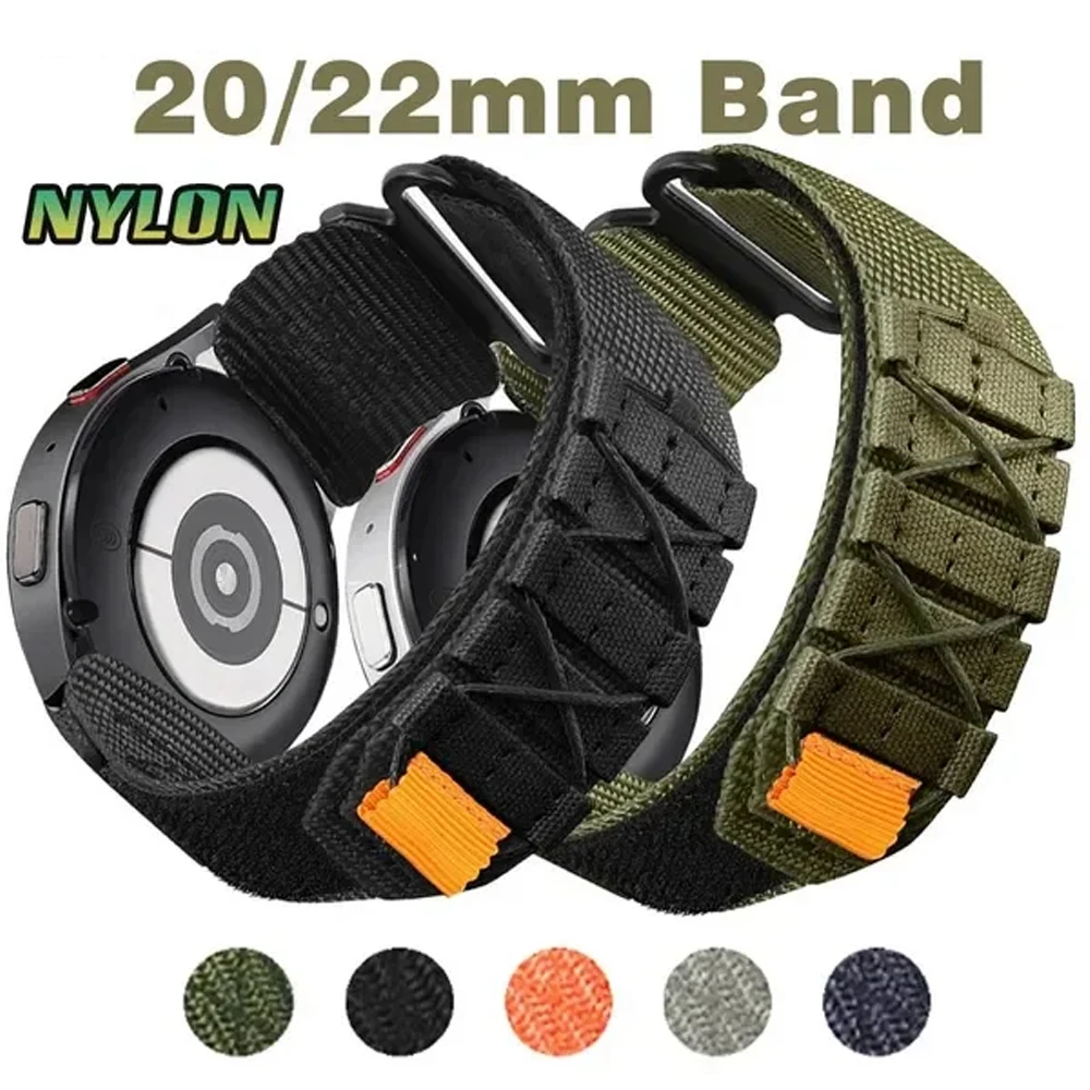Ремешок нейлоновый для Samsung Galaxy Watch 6 4 5 Pro Classic gear s3 active 2 44 мм 40 мм 20 мм 22 мм