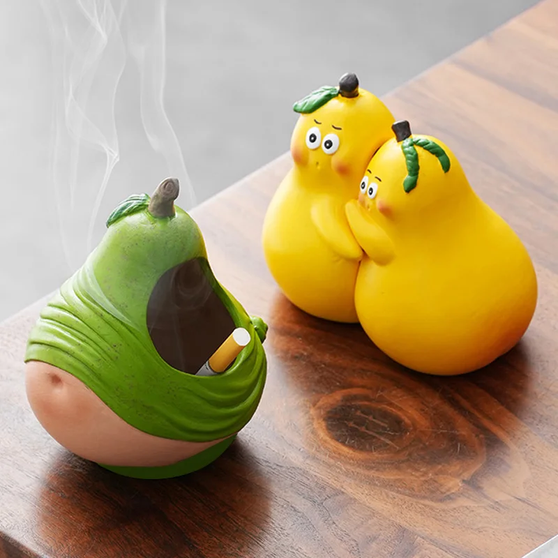 

Cartoon Pear Shape Ceramic Ashtray Personalized Tabletop Smoking Accessory