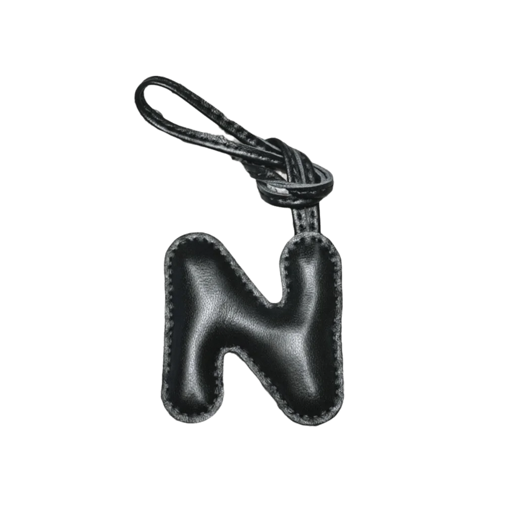 Genuine Sheepskin Leather Alphabet Key Chain High-end 26 Initials Car Pendant Black Personalized English Letter Bag Pendant