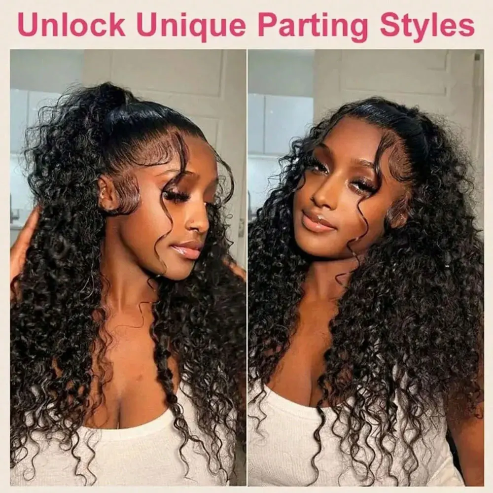 36 Inch Deep Wave Lace Front Wigs 250% Density Glueless Human Hair Wig Pre Plucked Brazilian HD Transparent Lace Frontal Wig
